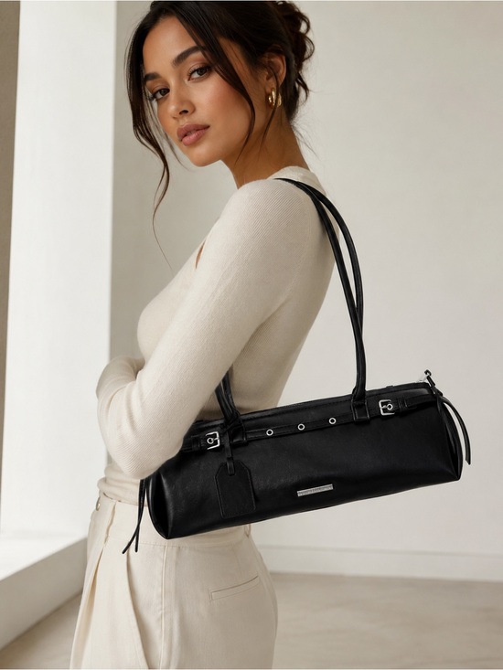House of Harlow 1960 Handbags - NWT House of Harlow 1960 Black Faux Leather Barrel Shoulder Bag Y2K